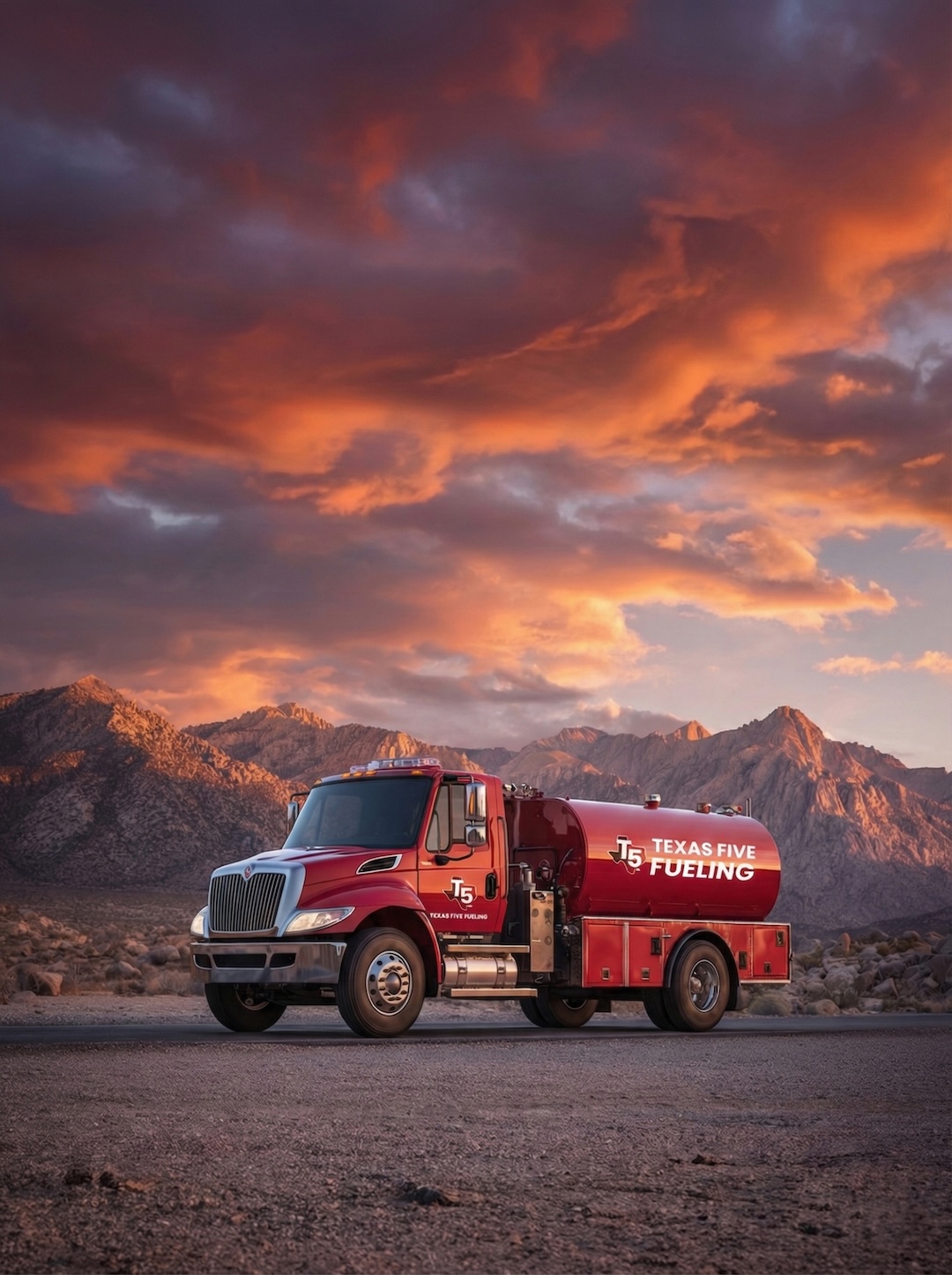 Commercial diesel fuel delivery truck with T5 logo